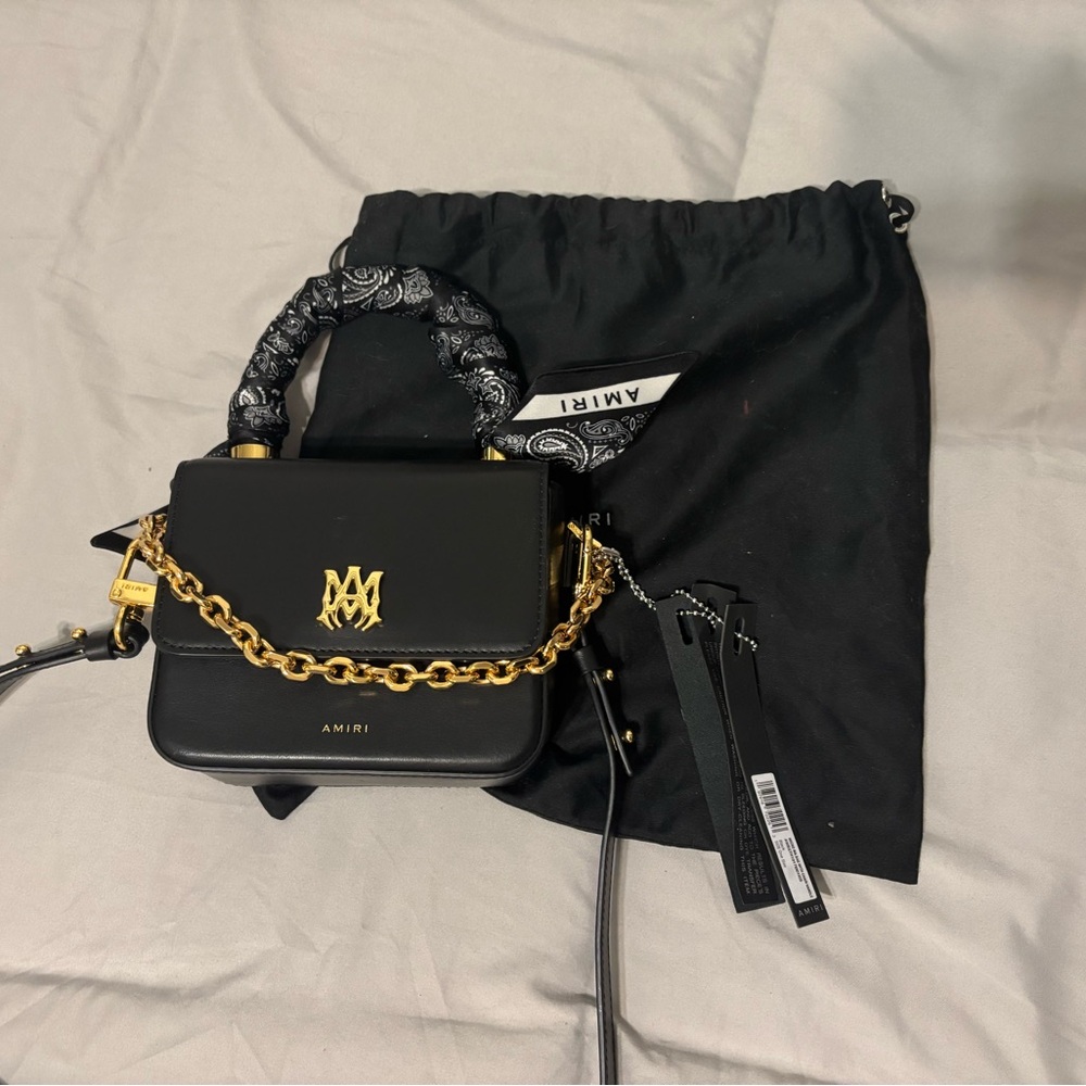 AMIRI Black and Gold Mini Bag with Chain Strap